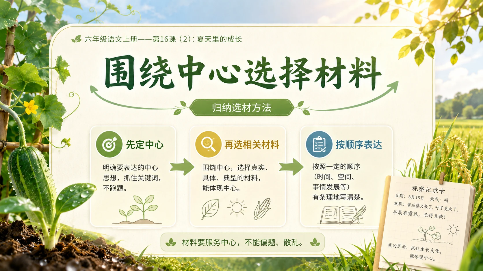 小学六年制统编教材系列课件——六年级语文上册第16课（2）：夏天里的成长 - 预览图9