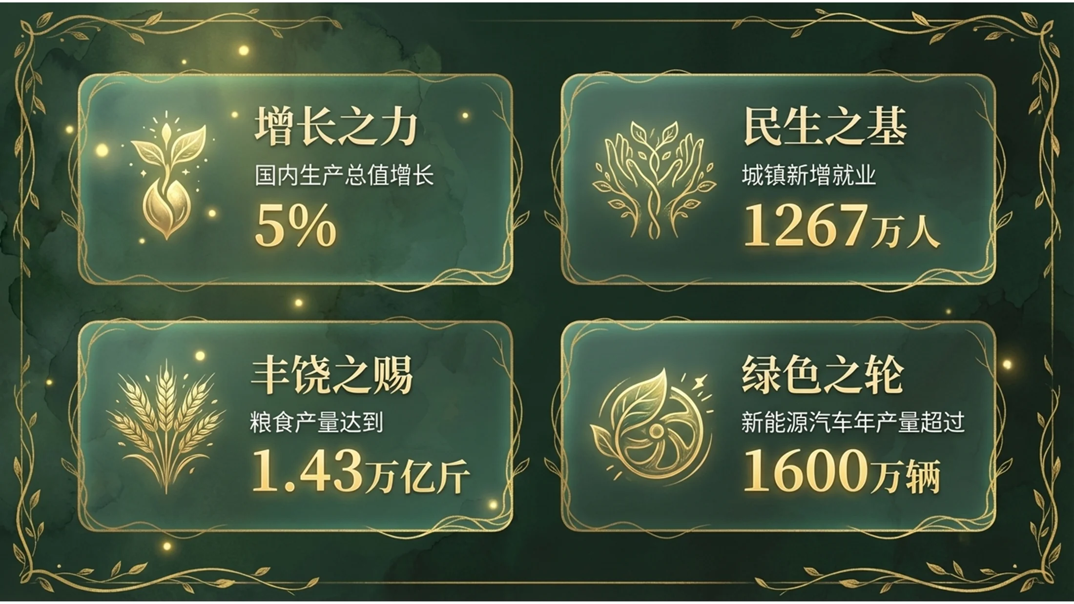 绿色精灵森林手绘风格政府工作报告PPT - 预览图2
