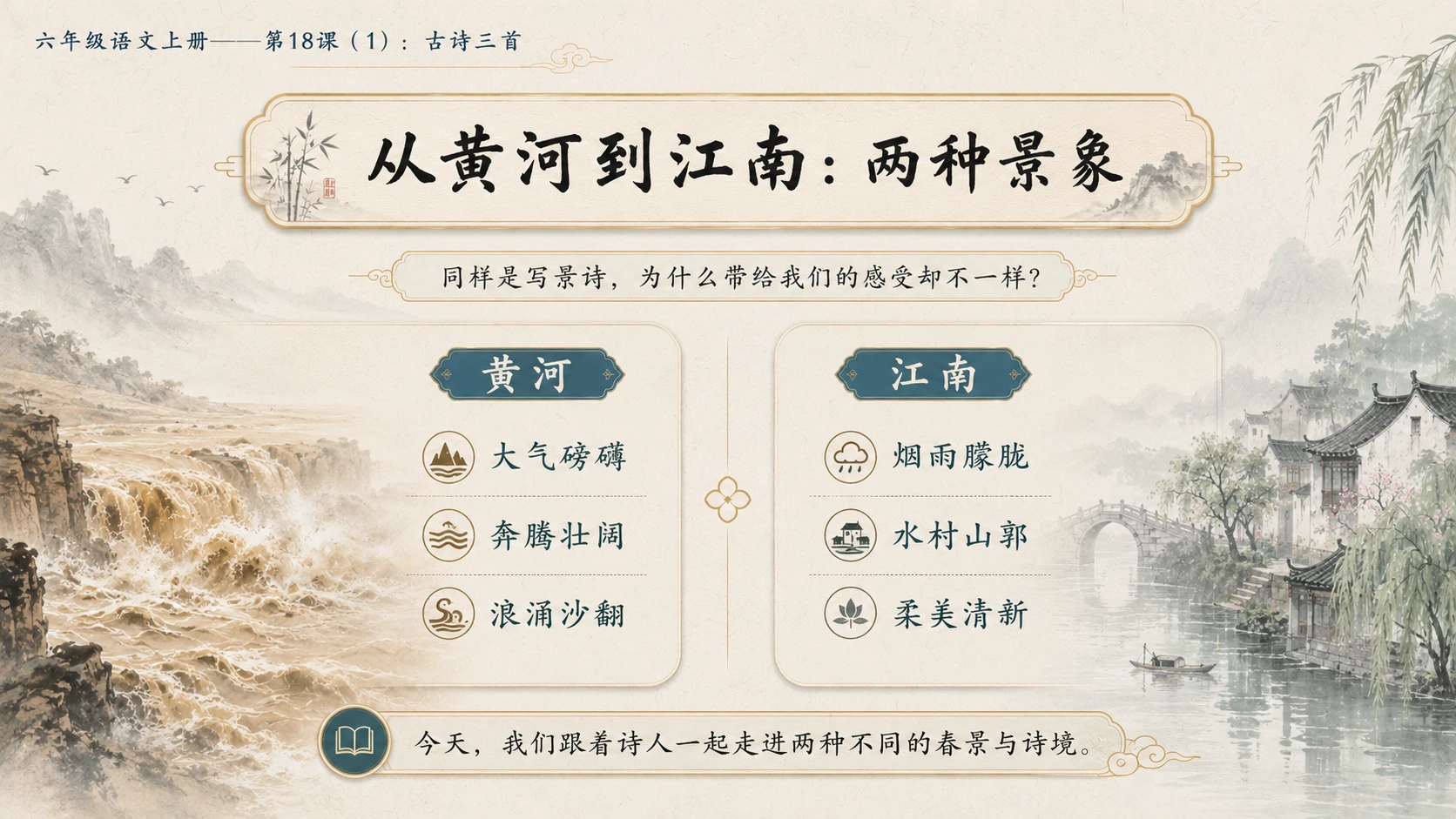 小学六年制统编教材系列课件——六年级语文上册第18课（1）：古诗三首：浪淘沙、江南春、书湖阴先生壁 - 预览图2