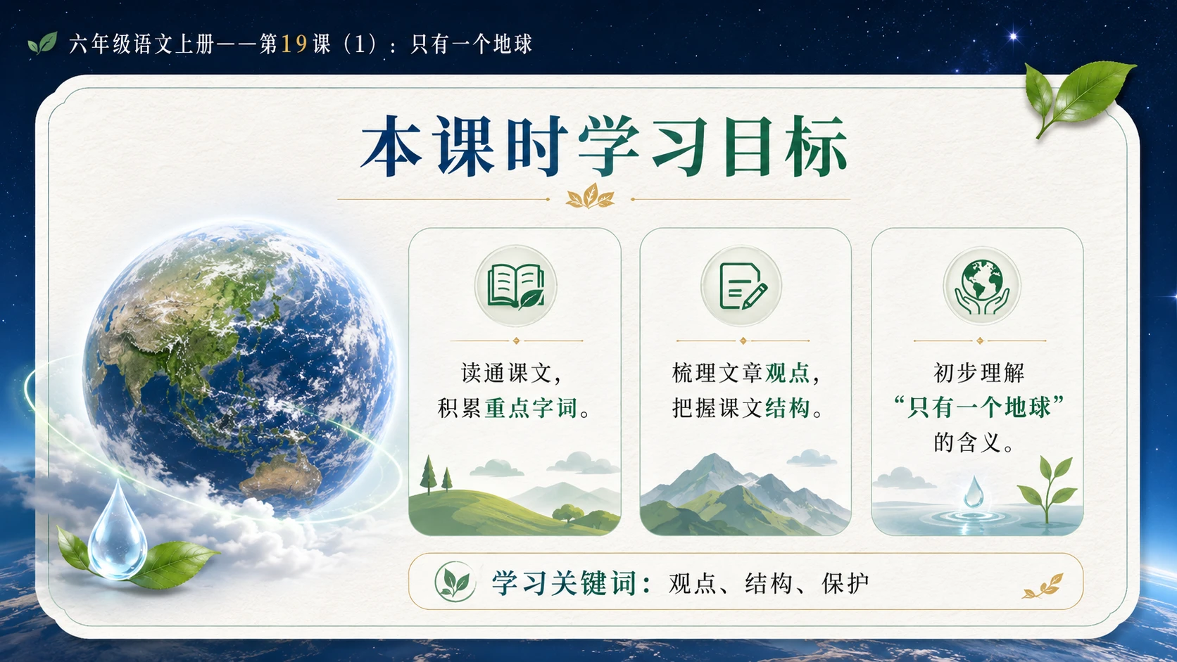 小学六年制统编教材系列课件——六年级语文上册第19课（1）：只有一个地球 - 预览图2