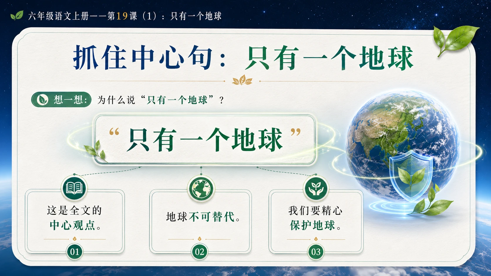 小学六年制统编教材系列课件——六年级语文上册第19课（1）：只有一个地球 - 预览图9