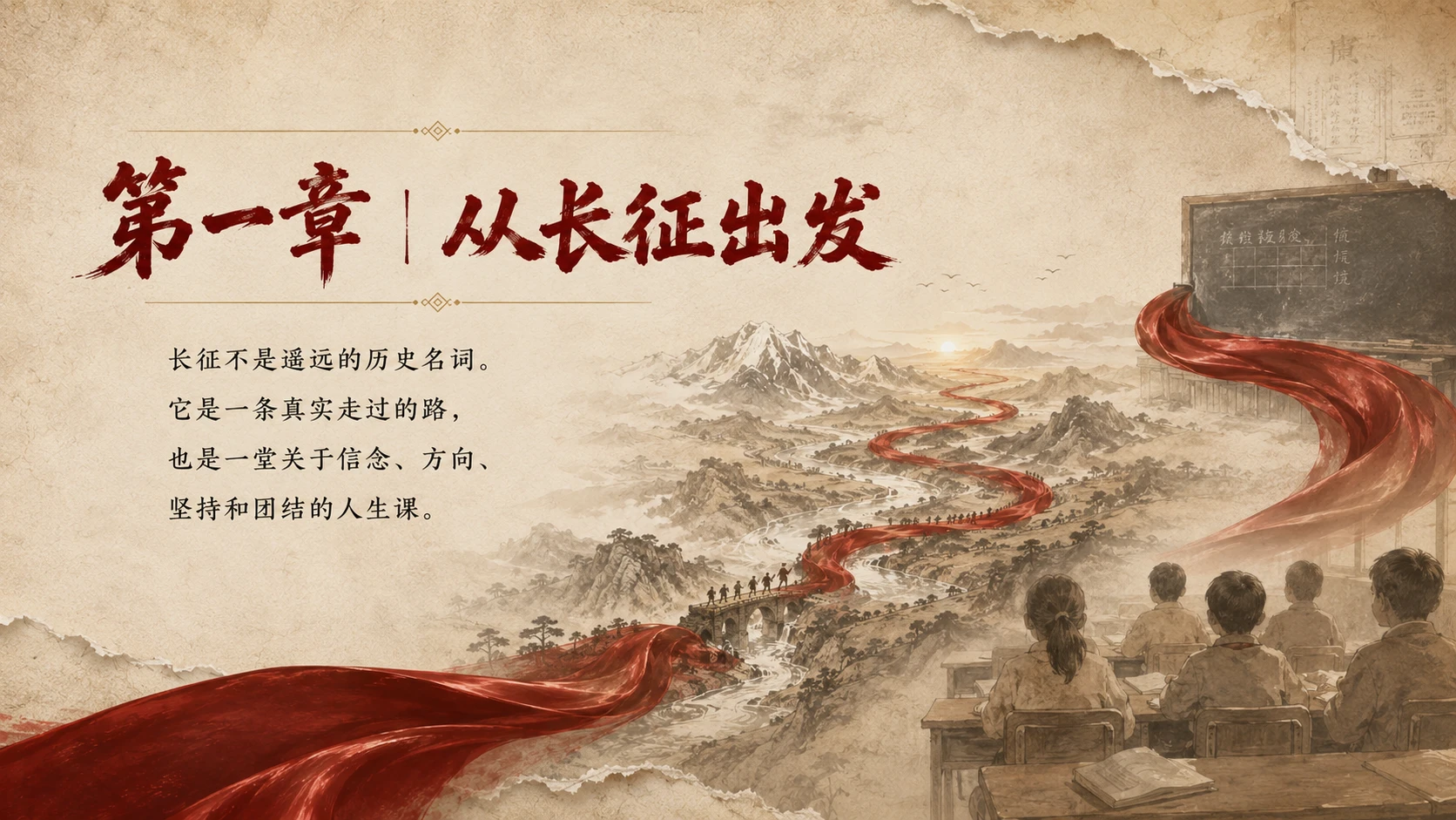 红飘带上的二万五千里长征｜传承长征精神主题班会PPT - 预览图2