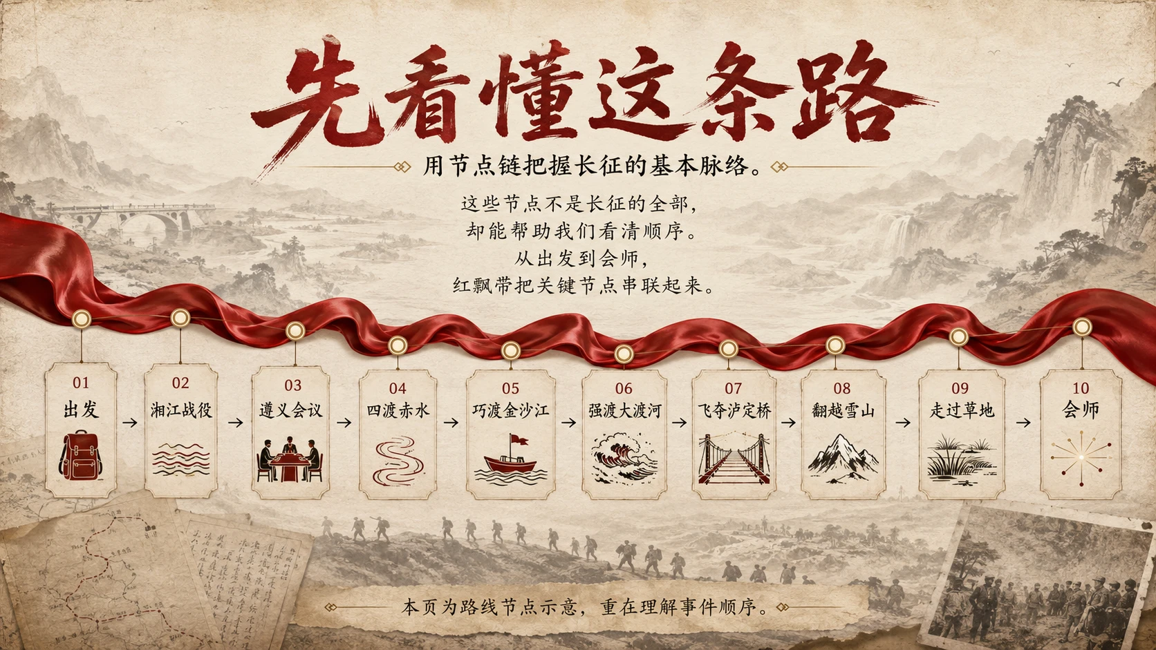 红飘带上的二万五千里长征｜传承长征精神主题班会PPT - 预览图3