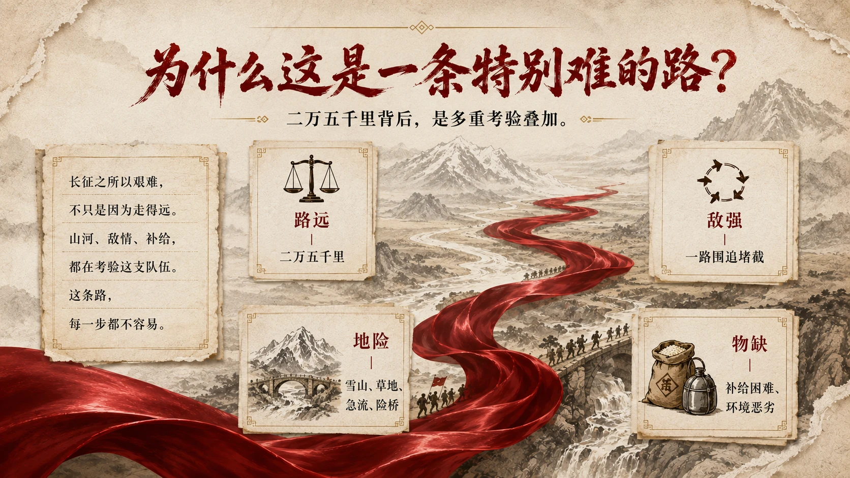 红飘带上的二万五千里长征｜传承长征精神主题班会PPT - 预览图4