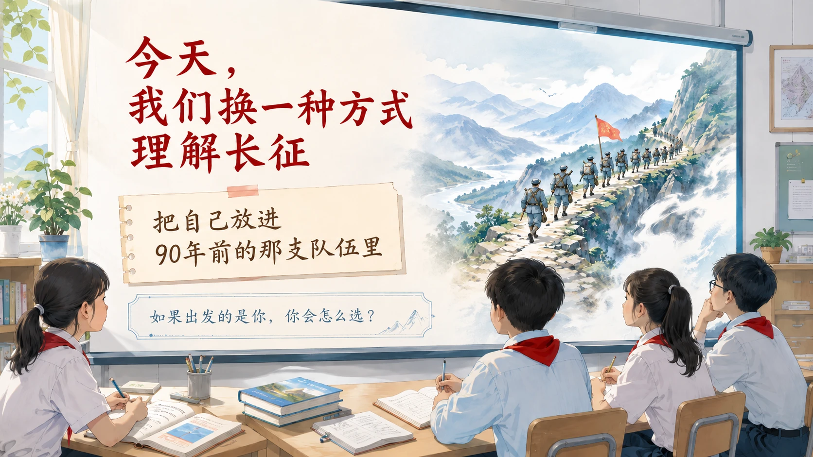 长征路上的10个选择｜纪念长征沉浸式主题班会PPT - 预览图1
