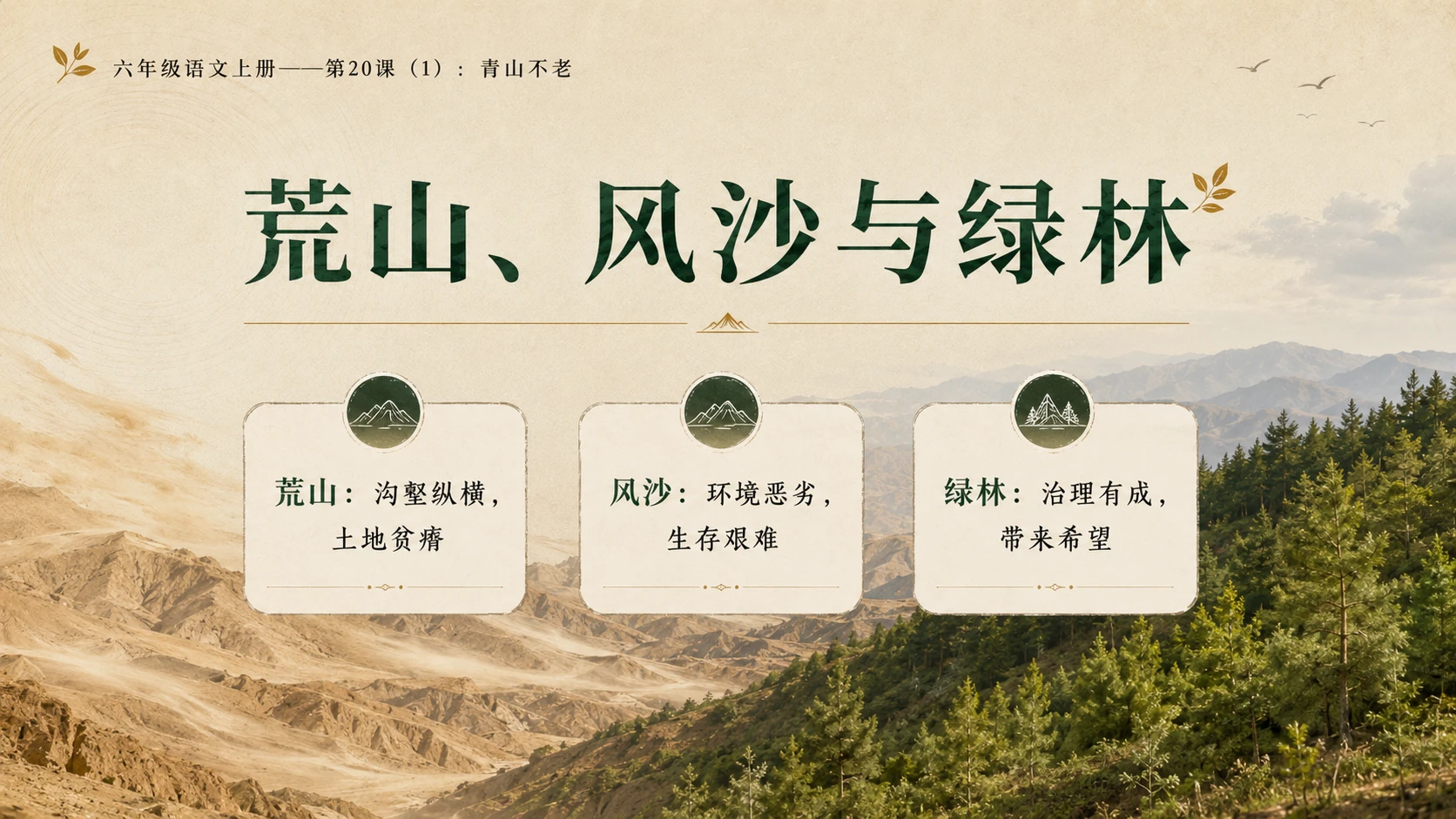 小学六年制统编教材系列课件——六年级语文上册第20课（1）：青山不老 - 预览图4