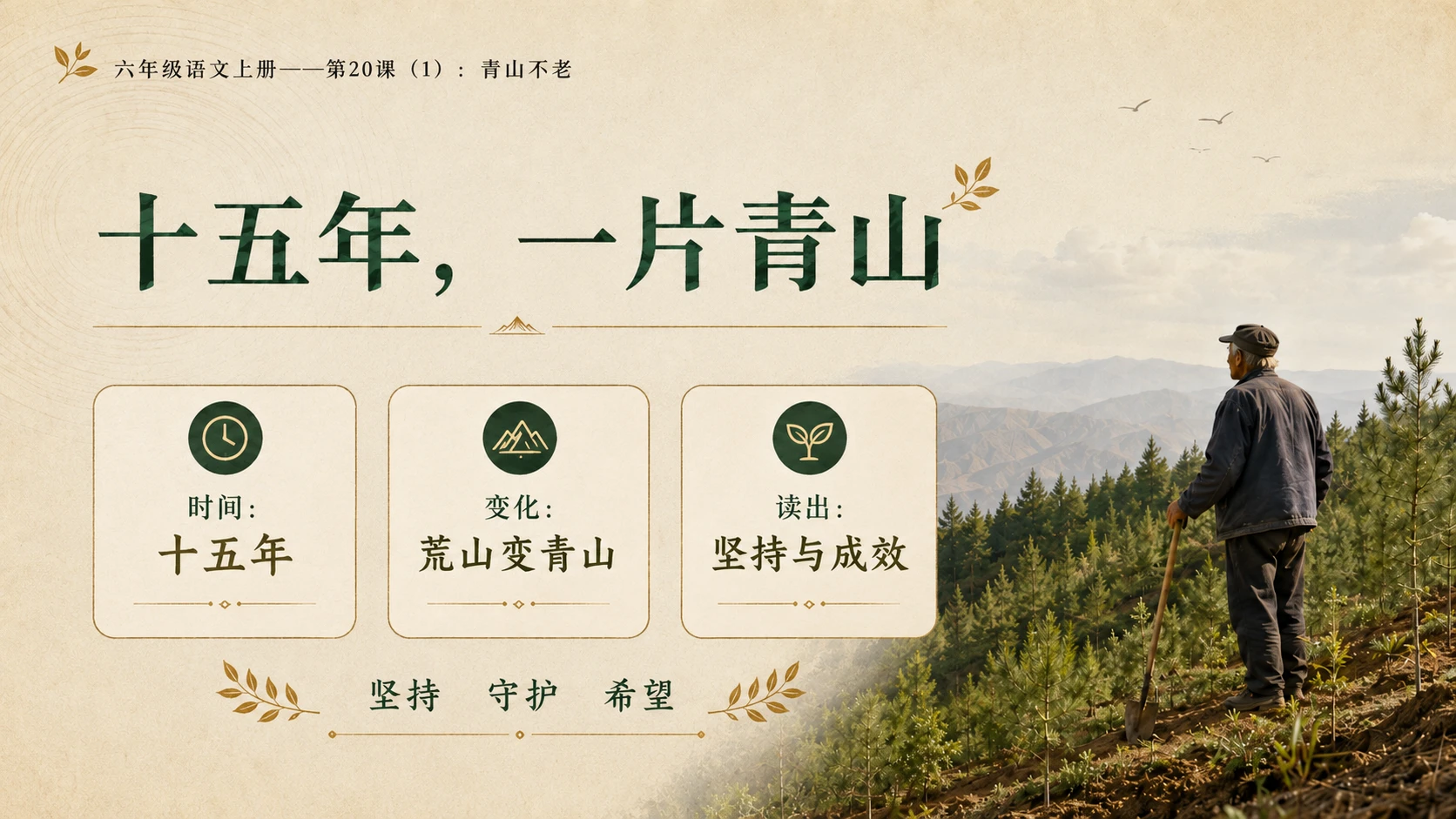 小学六年制统编教材系列课件——六年级语文上册第20课（1）：青山不老 - 预览图8