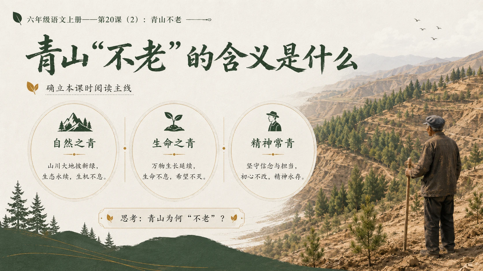 小学六年制统编教材系列课件——六年级语文上册第20课（2）：青山不老 - 预览图3