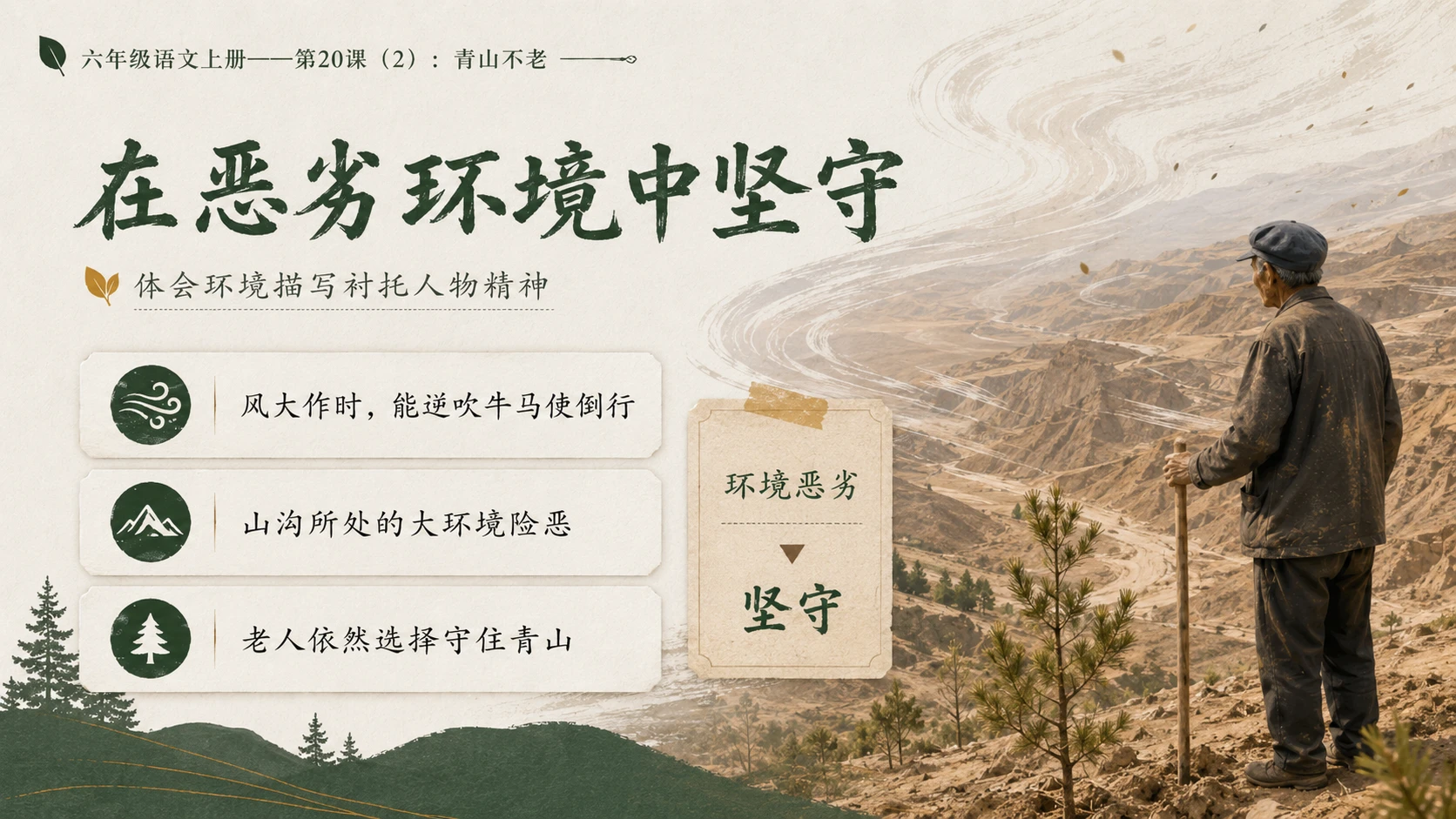 小学六年制统编教材系列课件——六年级语文上册第20课（2）：青山不老 - 预览图4
