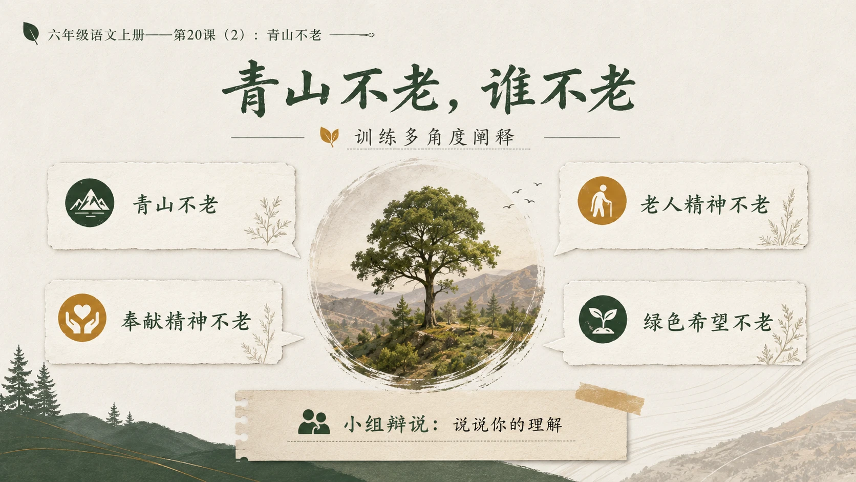 小学六年制统编教材系列课件——六年级语文上册第20课（2）：青山不老 - 预览图10