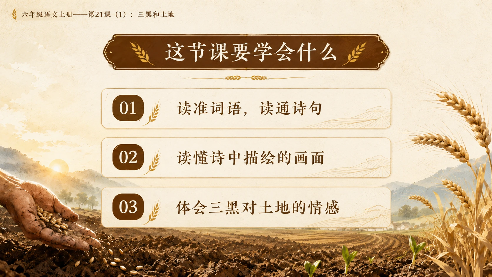 小学六年制统编教材系列课件——六年级语文上册第21课（1）：三黑和土地 - 预览图2
