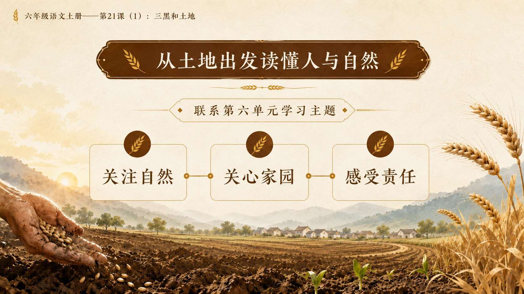 小学六年制统编教材系列课件——六年级语文上册第21课（1）：三黑和土地 - 预览图3