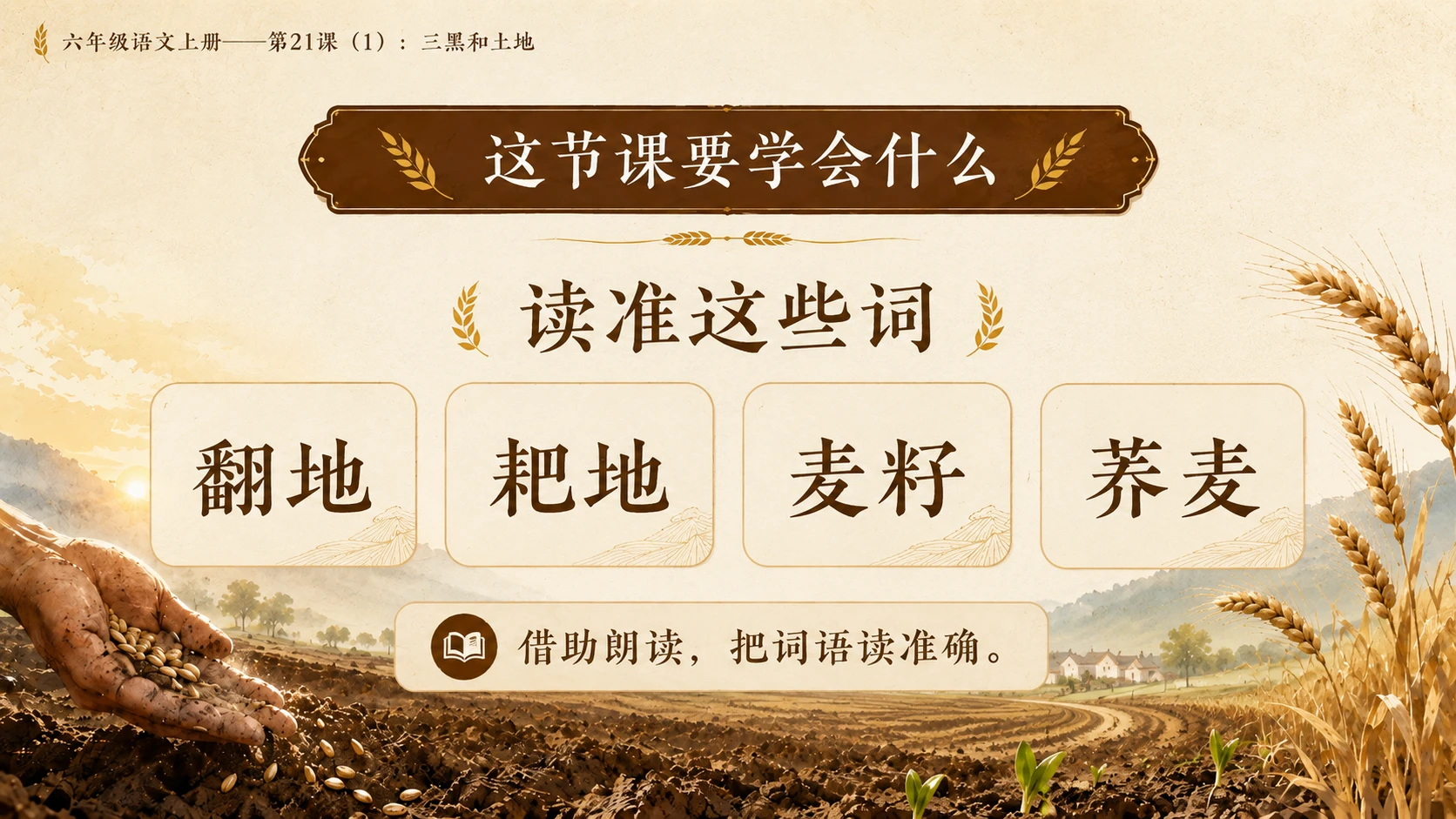 小学六年制统编教材系列课件——六年级语文上册第21课（1）：三黑和土地 - 预览图7