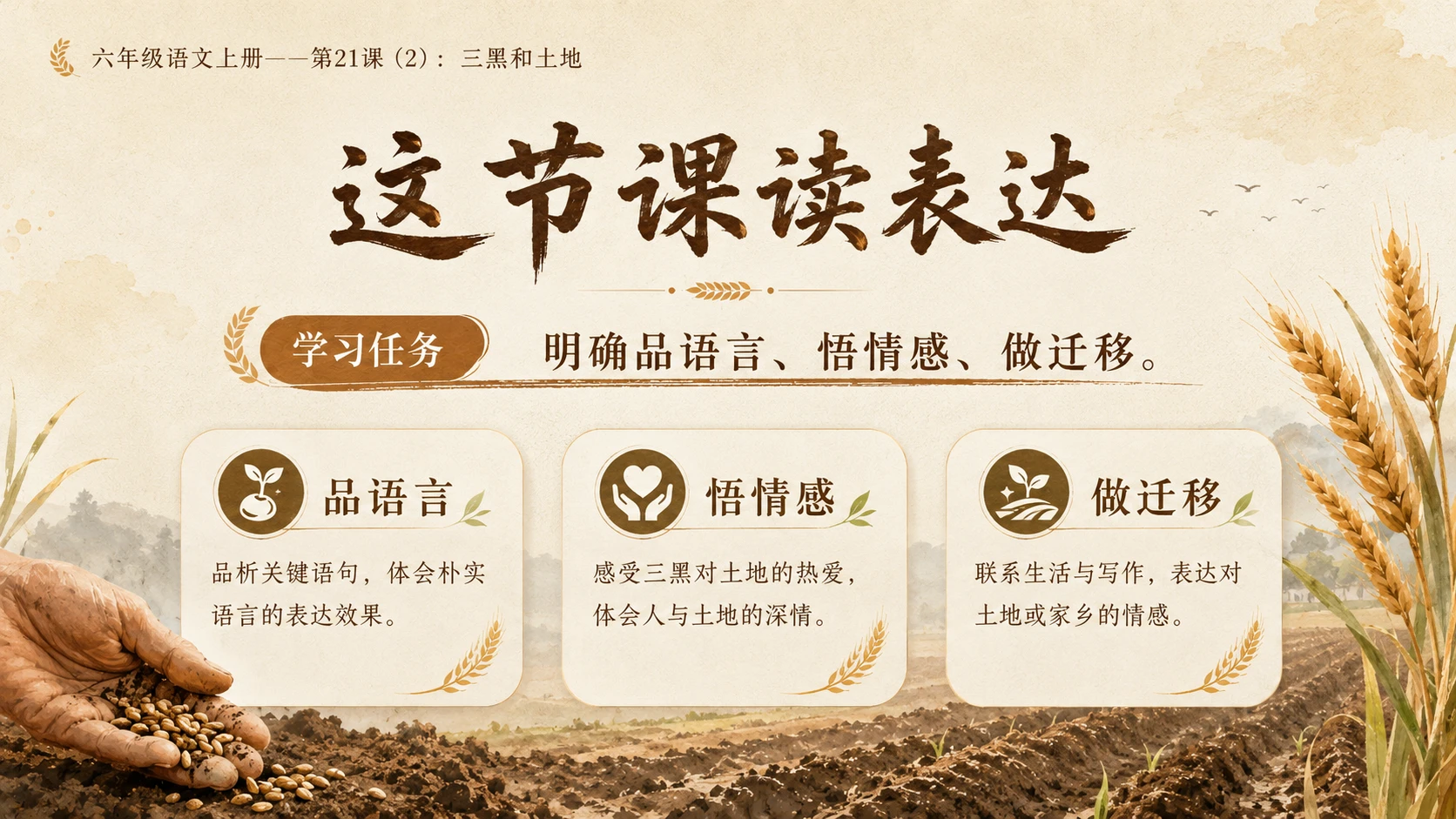 小学六年制统编教材系列课件——六年级语文上册第21课（2）：三黑和土地 - 预览图3