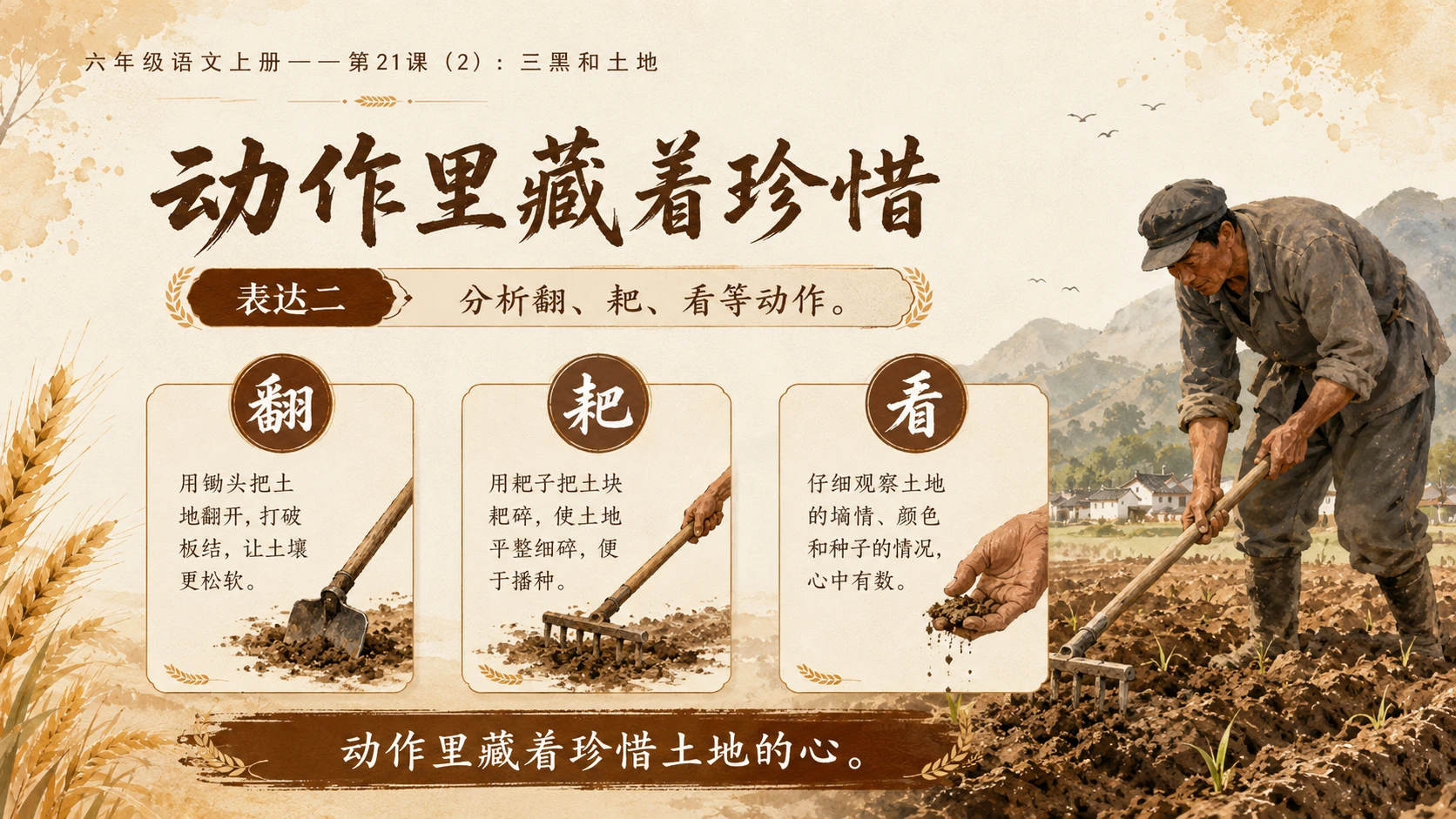 小学六年制统编教材系列课件——六年级语文上册第21课（2）：三黑和土地 - 预览图6