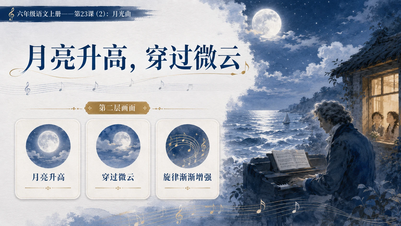 小学六年制统编教材系列课件——六年级语文上册第23课（2）：月光曲 - 预览图8