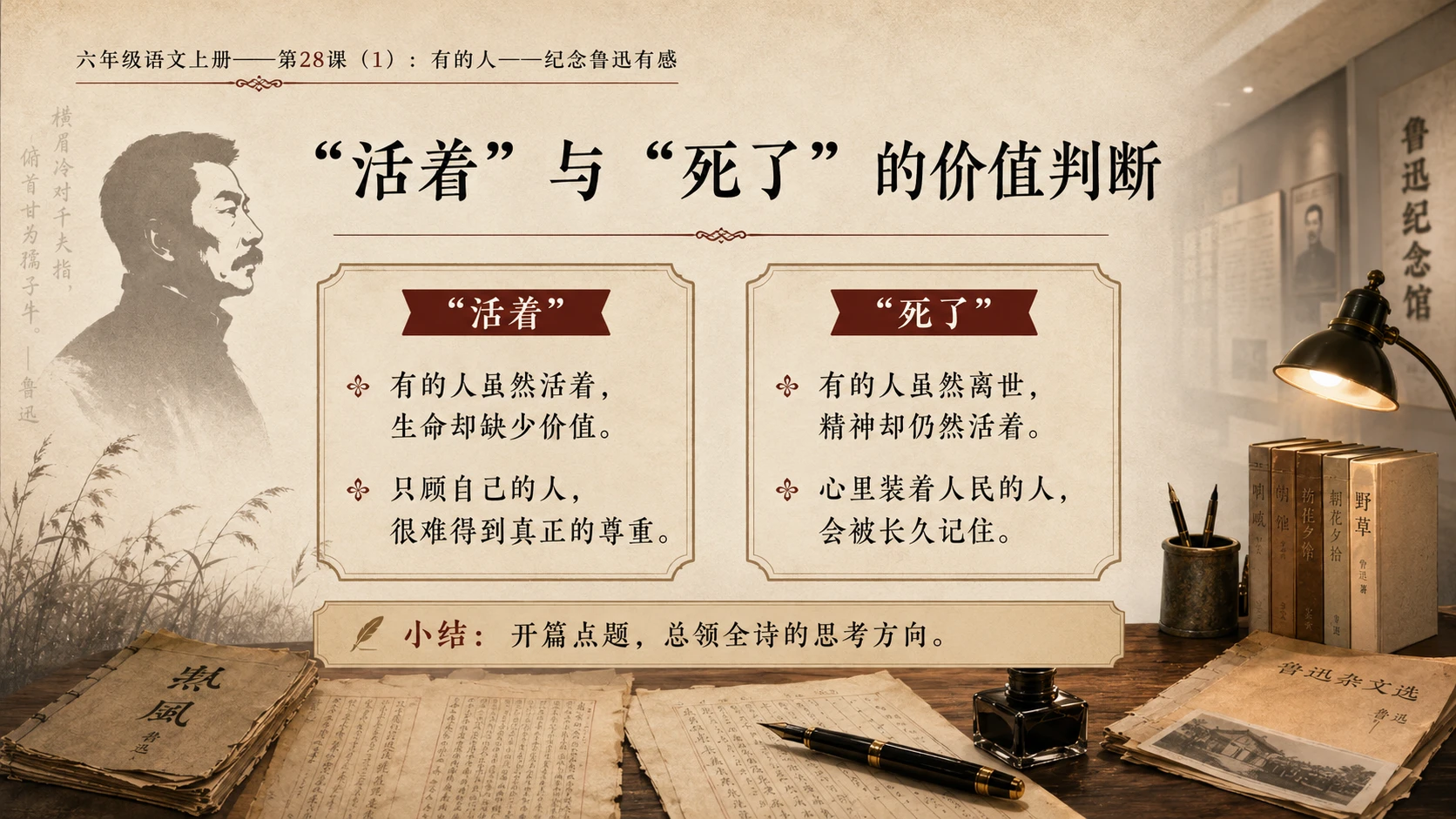 小学六年制统编教材系列课件——六年级语文上册第28课（1）：有的人——纪念鲁迅有感 - 预览图8