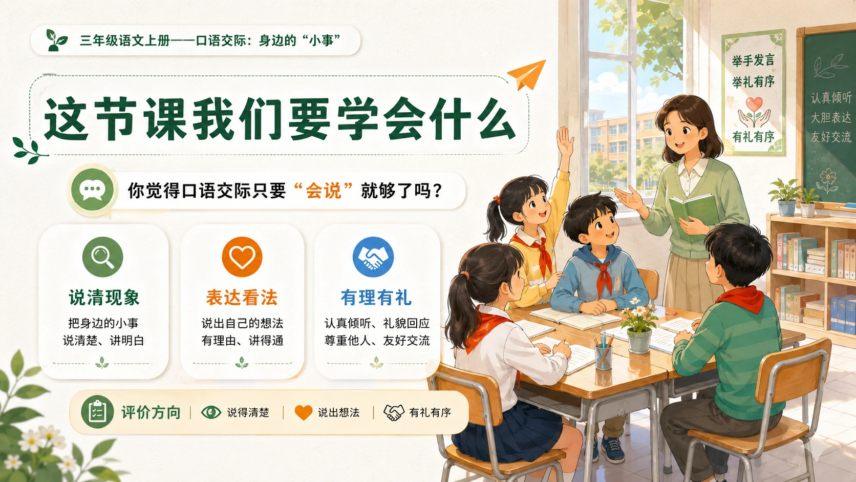 小学六年制统编教材系列课件——三年级语文上册口语交际：身边的“小事” - 预览图2