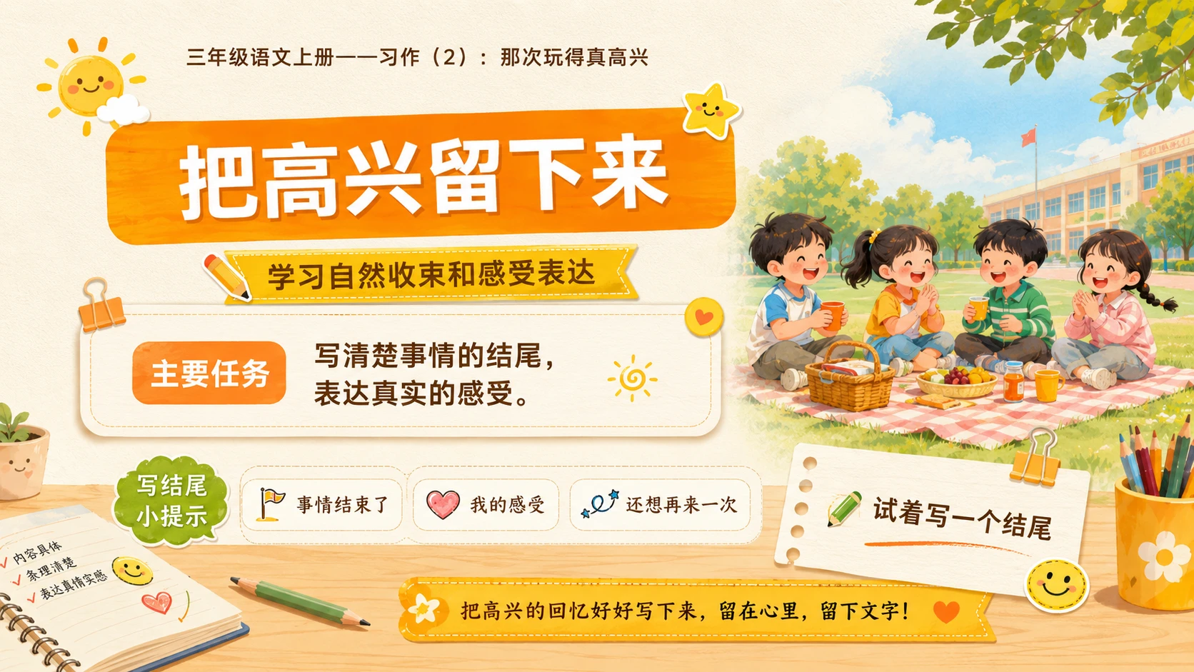 小学六年制统编教材系列课件——三年级语文上册习作：那次玩得真高兴（2） - 预览图9