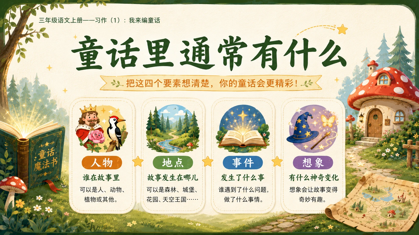 小学六年制统编教材系列课件——三年级语文上册习作：我来编童话（1） - 预览图4