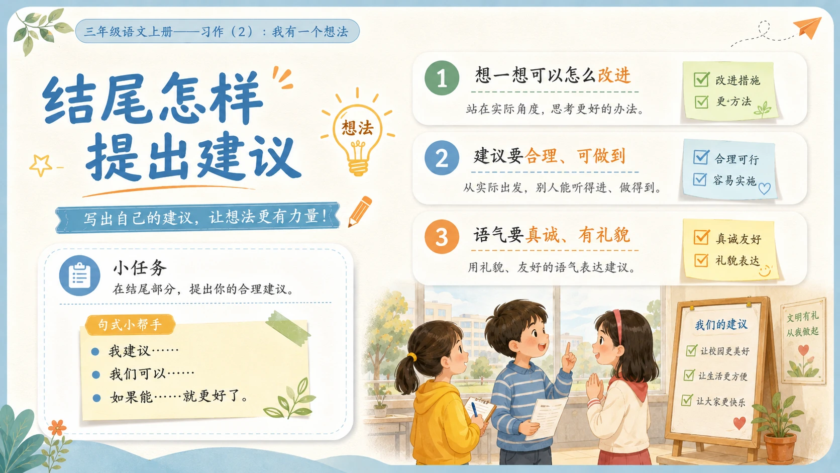 小学六年制统编教材系列课件——三年级语文上册习作：我有一个想法（2） - 预览图5