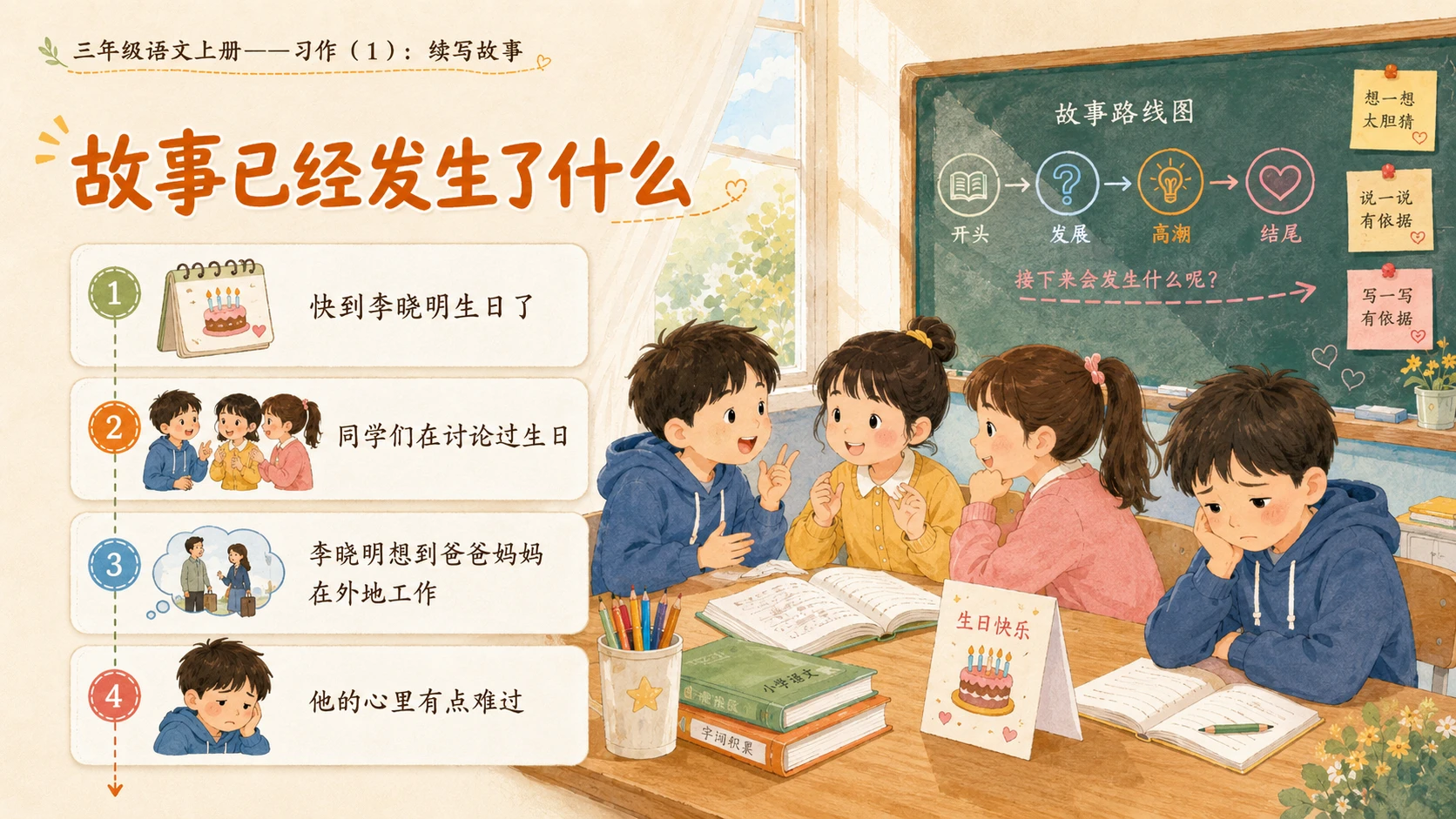 小学六年制统编教材系列课件——三年级语文上册习作：续写故事（1） - 预览图4