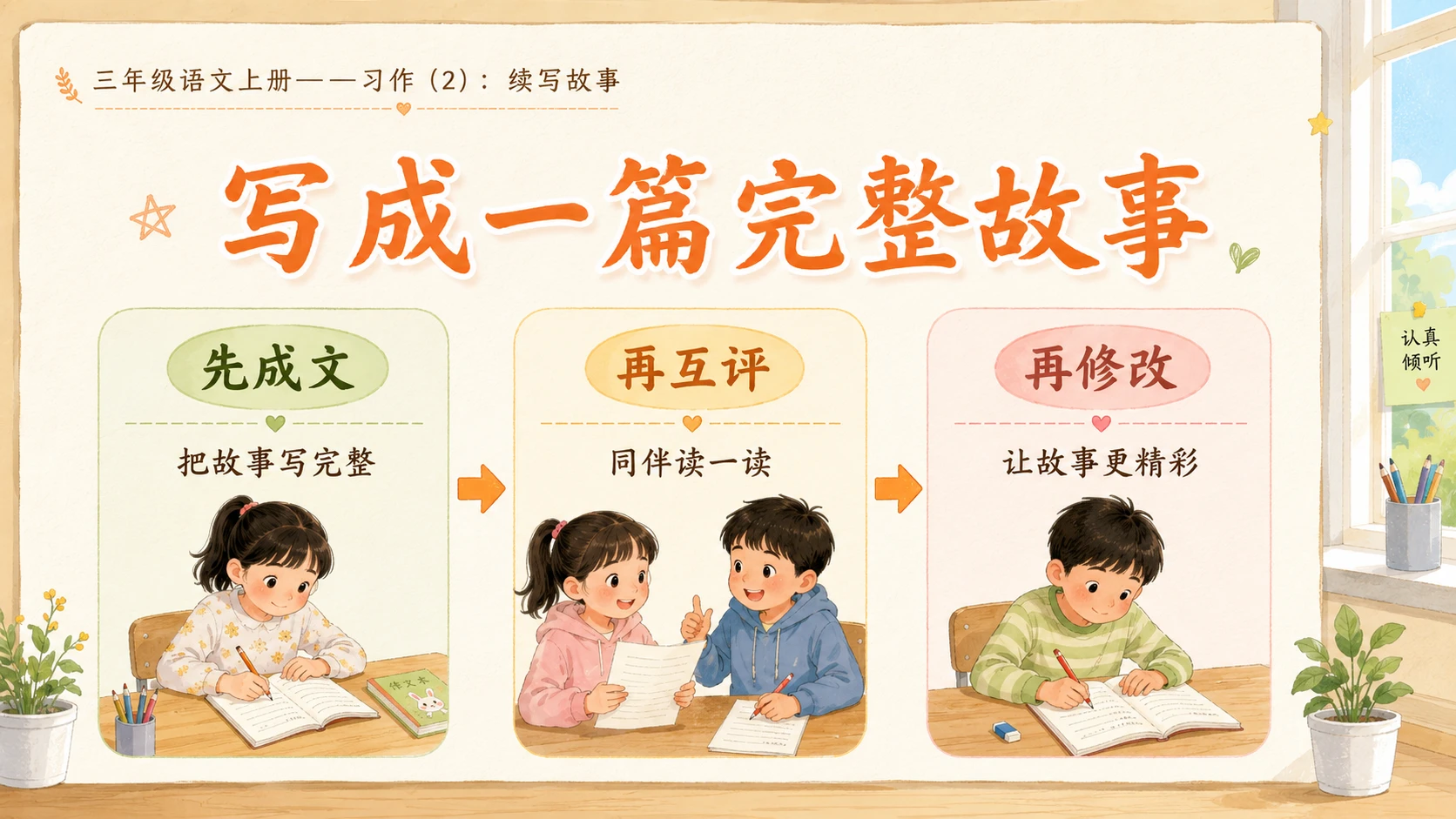 小学六年制统编教材系列课件——三年级语文上册习作：续写故事（2） - 预览图3