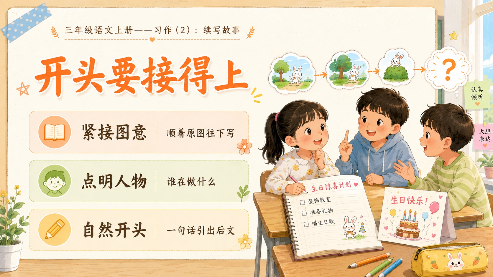 小学六年制统编教材系列课件——三年级语文上册习作：续写故事（2） - 预览图4