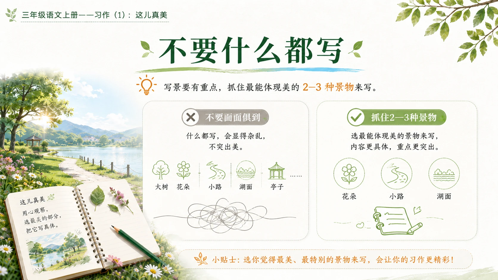 小学六年制统编教材系列课件——三年级语文上册习作：这儿真美（1） - 预览图8