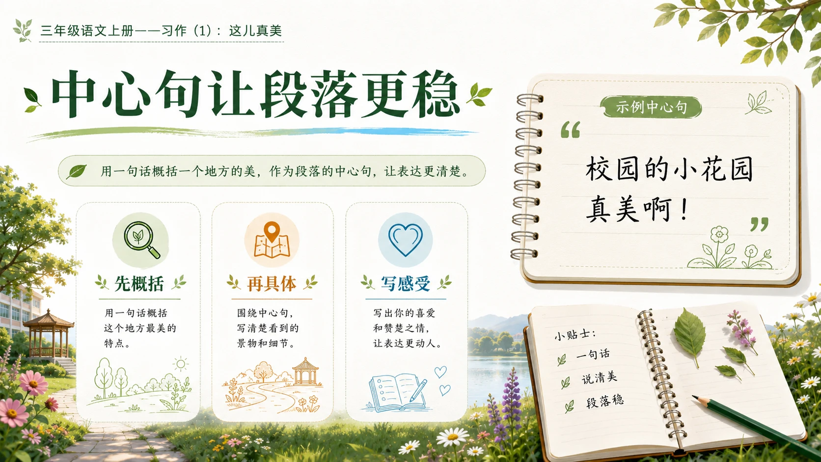 小学六年制统编教材系列课件——三年级语文上册习作：这儿真美（1） - 预览图9