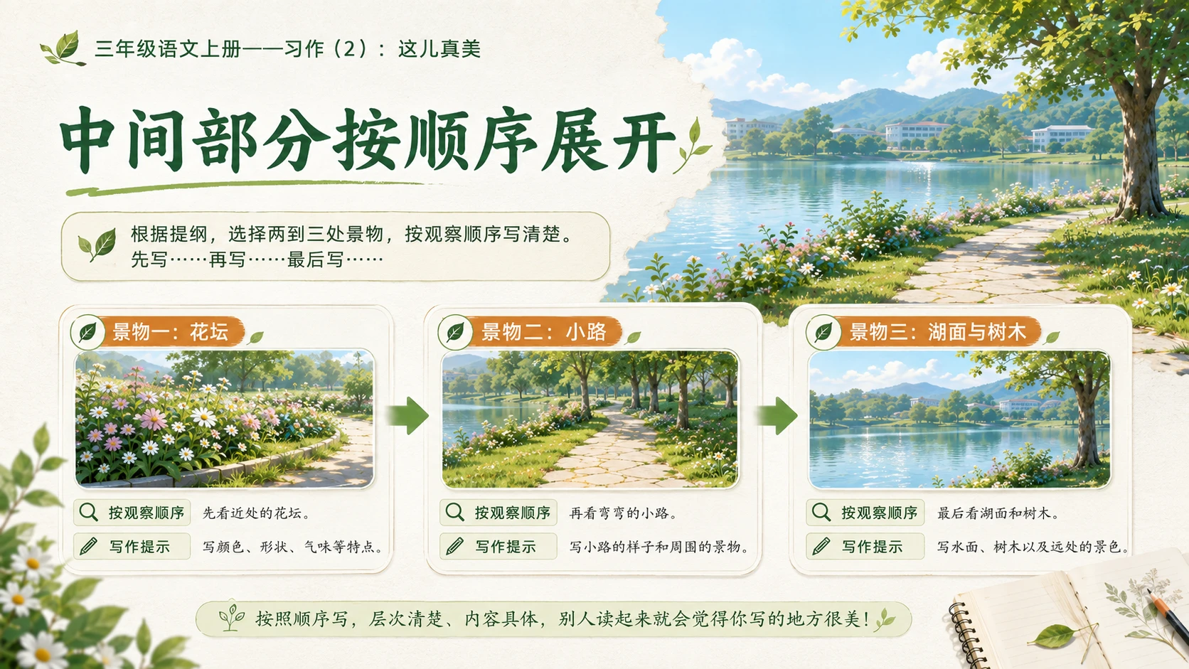 小学六年制统编教材系列课件——三年级语文上册习作：这儿真美（2） - 预览图5