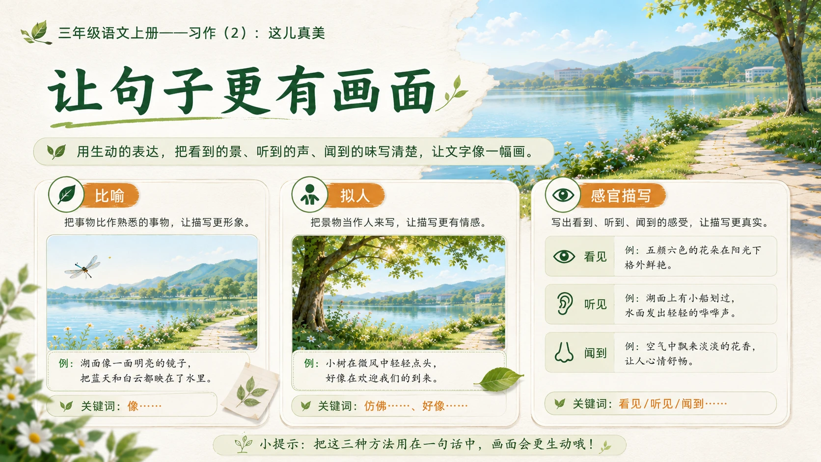 小学六年制统编教材系列课件——三年级语文上册习作：这儿真美（2） - 预览图7