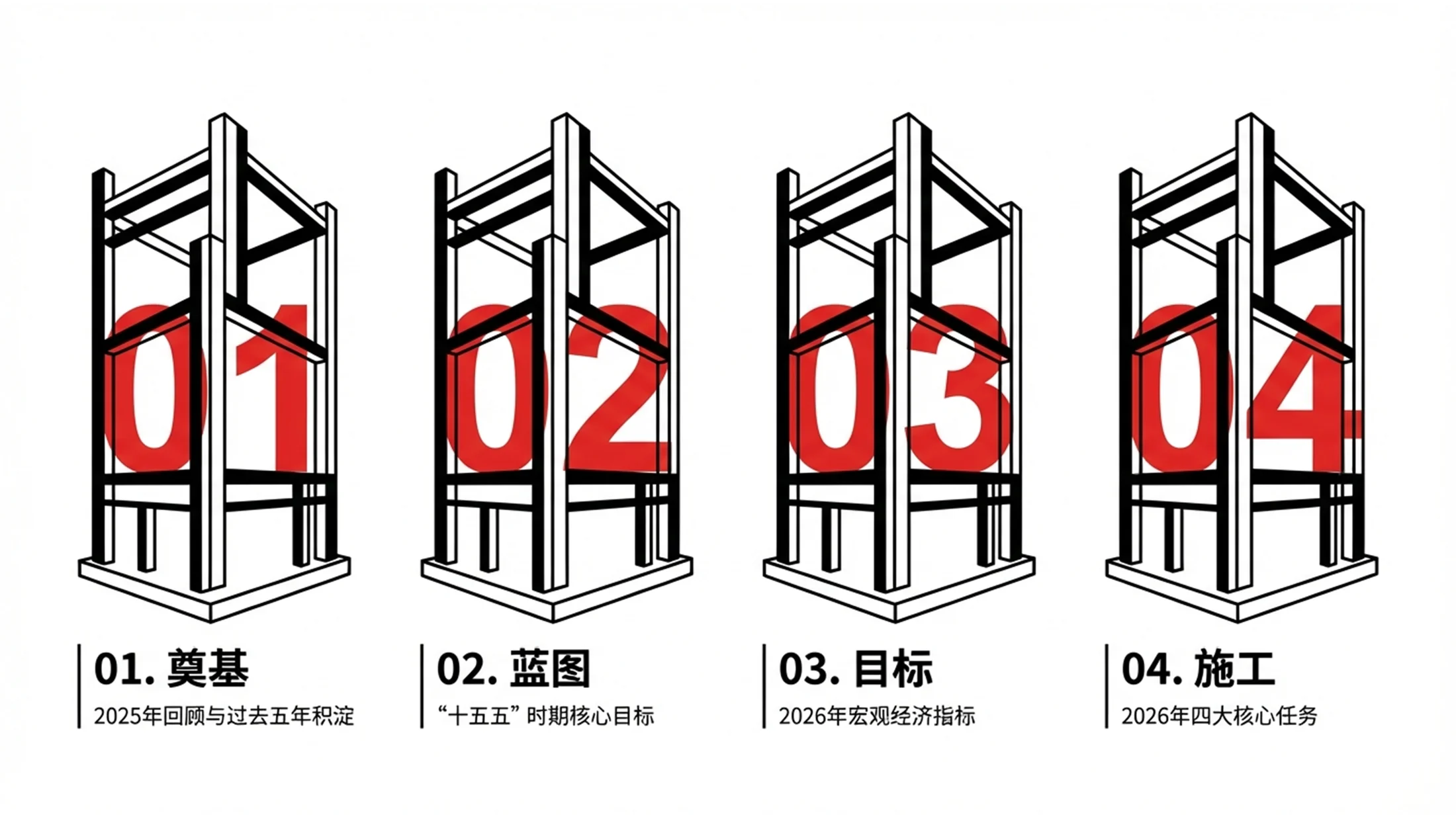 红黑夸张手绘线条政府工作报告PPT - 预览图1