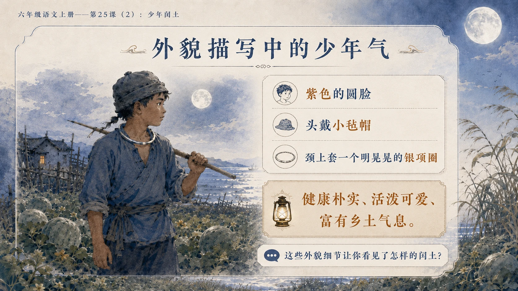 小学六年制统编教材系列课件——六年级语文上册第25课（2）：少年闰土 - 预览图5