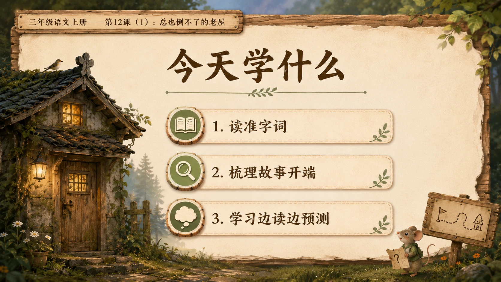小学六年制统编教材系列课件——三年级语文上册第12课（1）：总也倒不了的老屋 - 预览图2