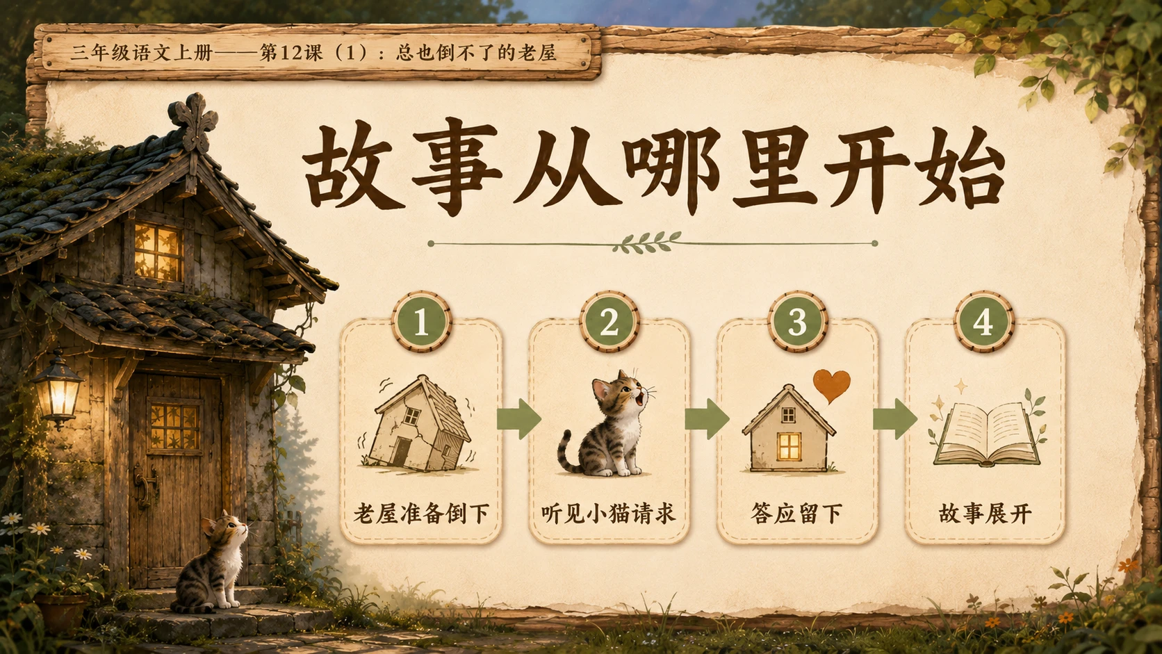 小学六年制统编教材系列课件——三年级语文上册第12课（1）：总也倒不了的老屋 - 预览图8