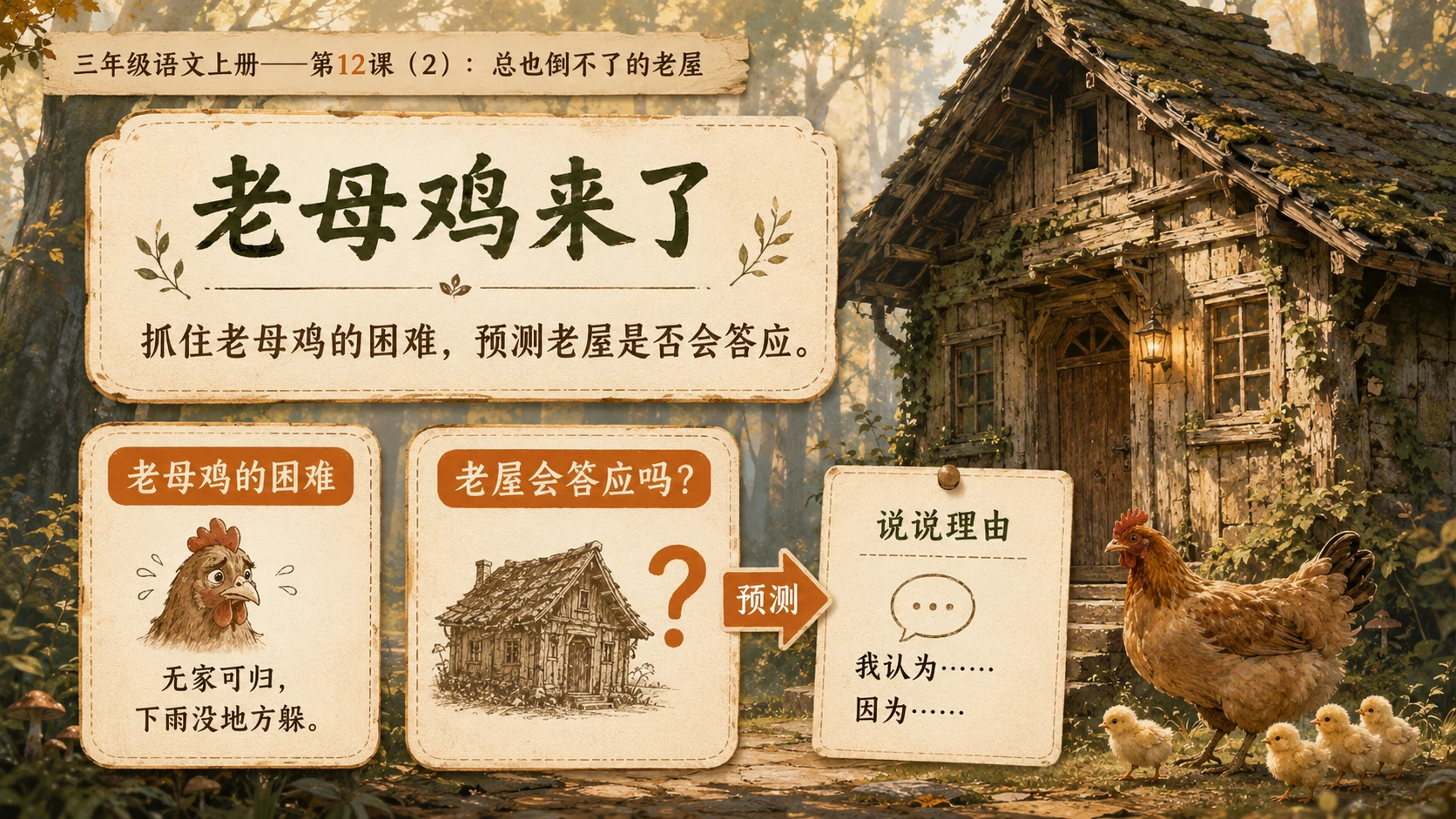 小学六年制统编教材系列课件——三年级语文上册第12课（2）：总也倒不了的老屋 - 预览图4