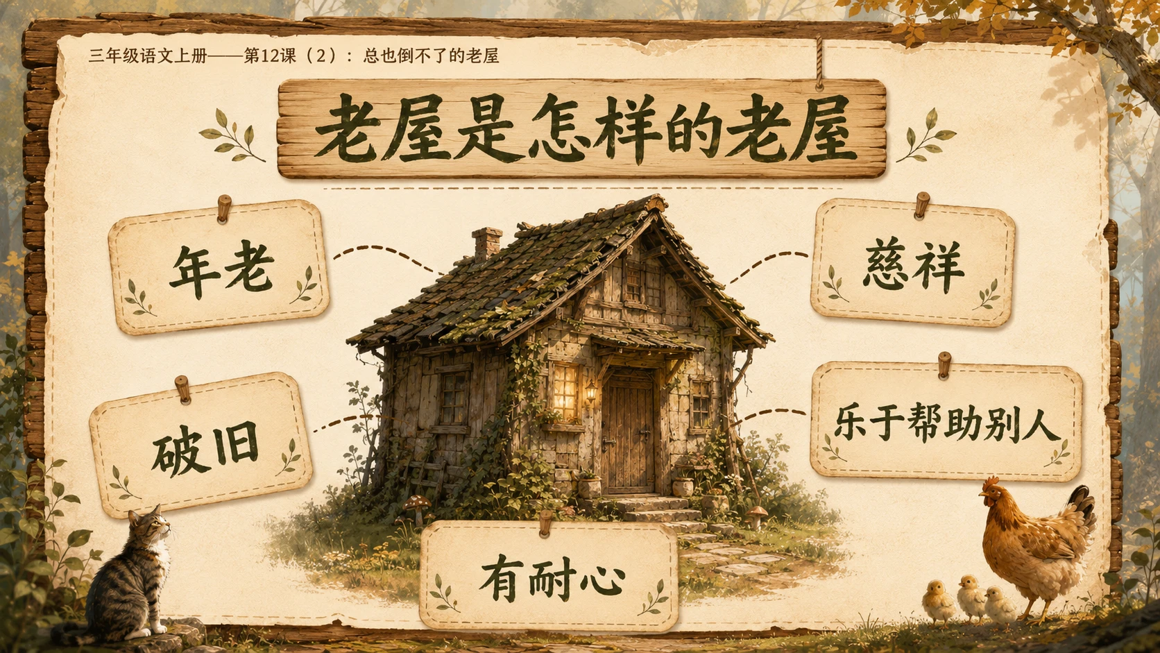 小学六年制统编教材系列课件——三年级语文上册第12课（2）：总也倒不了的老屋 - 预览图9