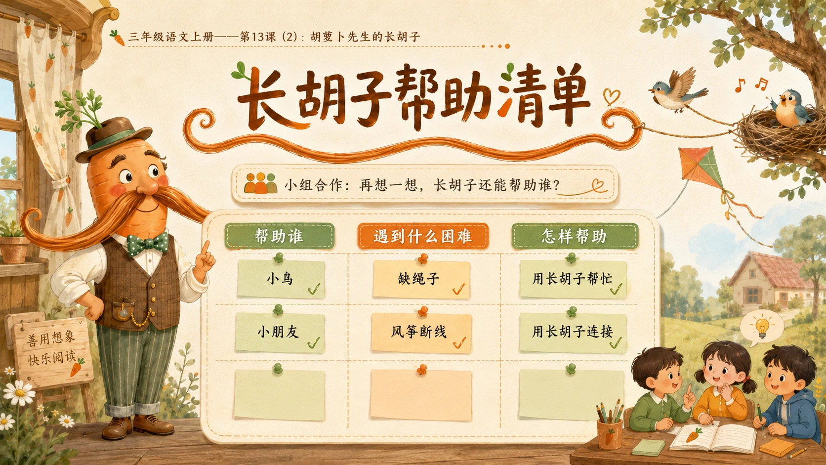小学六年制统编教材系列课件——三年级语文上册第13课（2）：胡萝卜先生的长胡子 - 预览图9