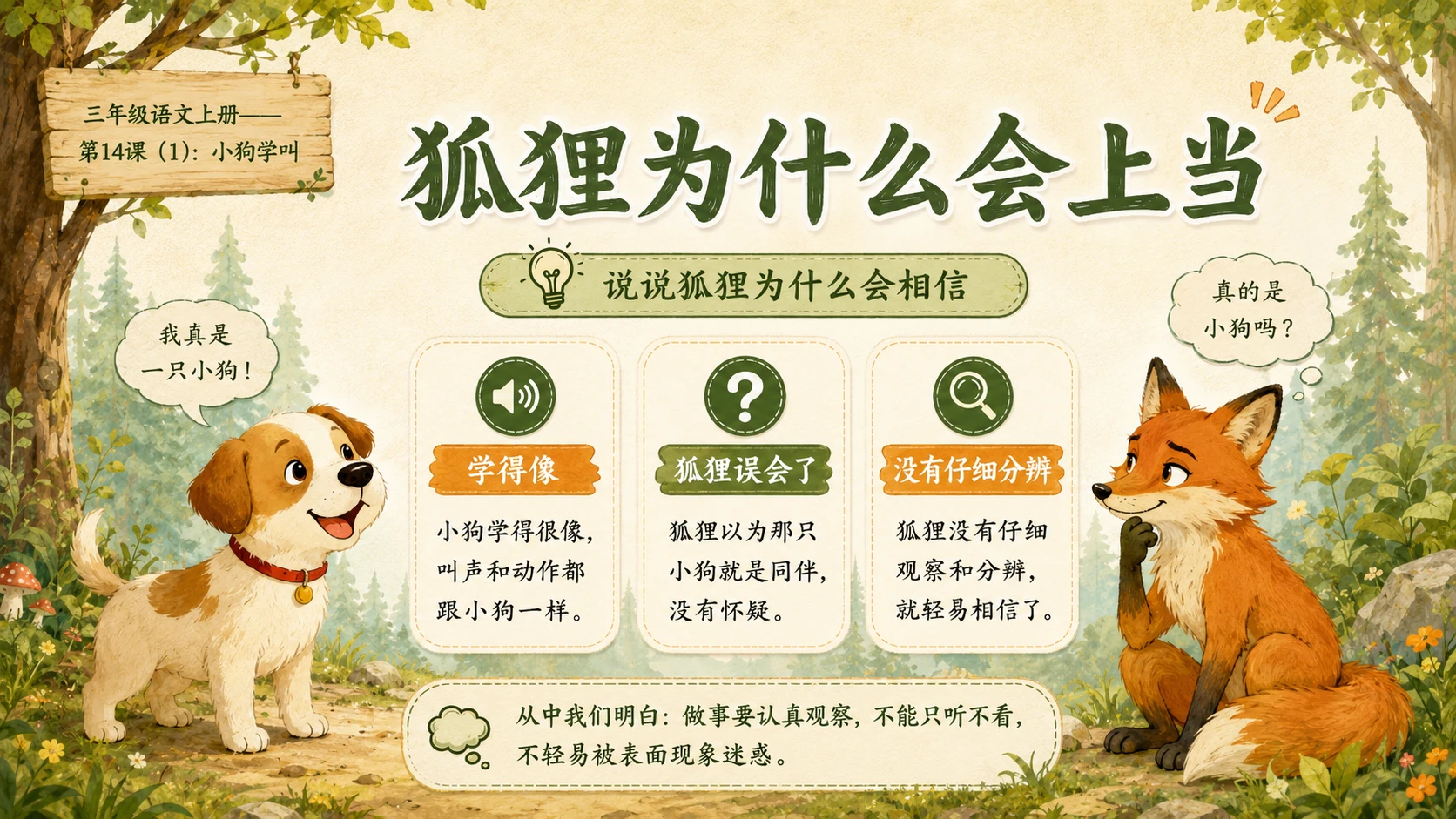 小学六年制统编教材系列课件——三年级语文上册第14课（1）：小狗学叫 - 预览图10