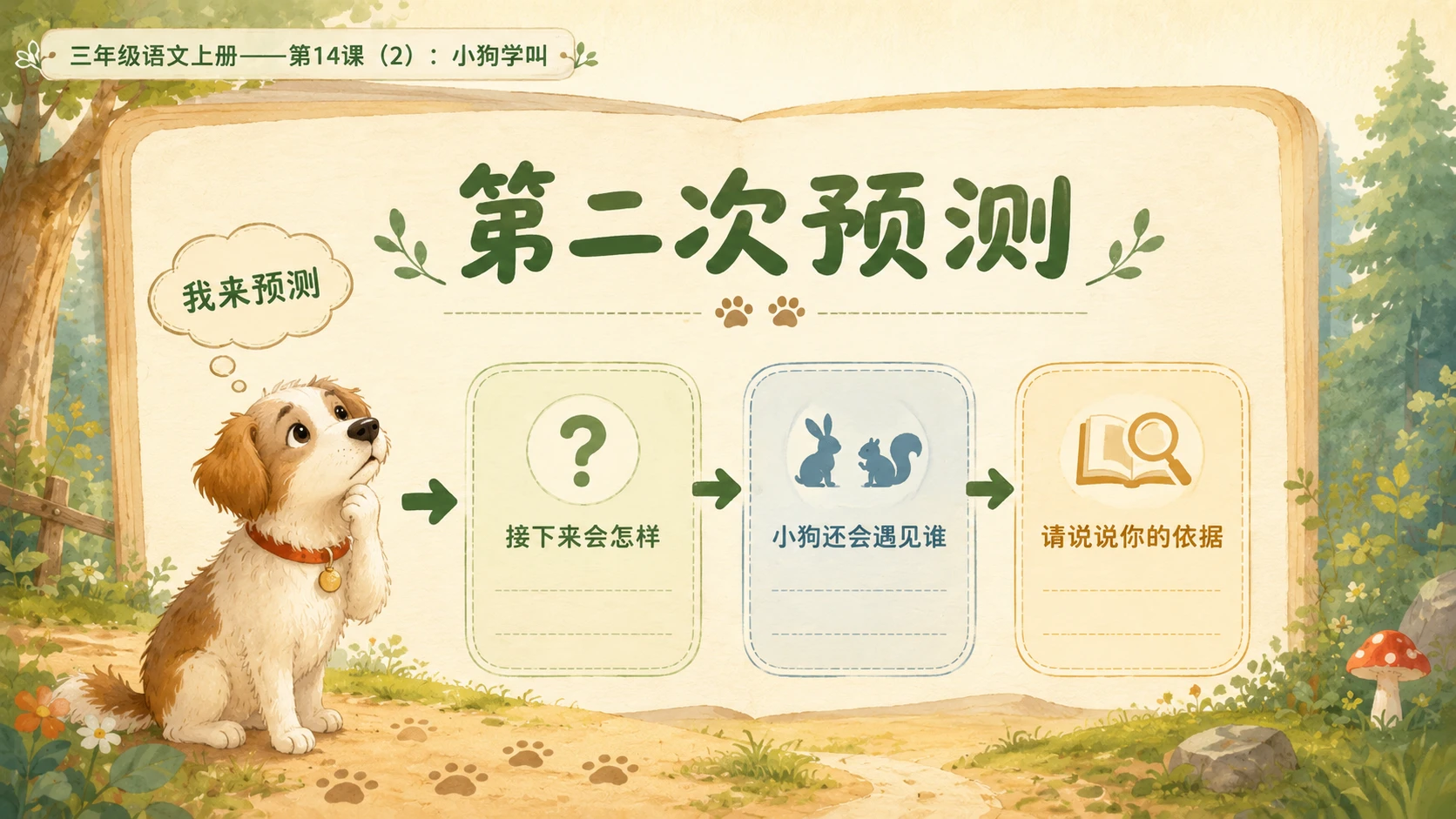 小学六年制统编教材系列课件——三年级语文上册第14课（2）：小狗学叫 - 预览图6