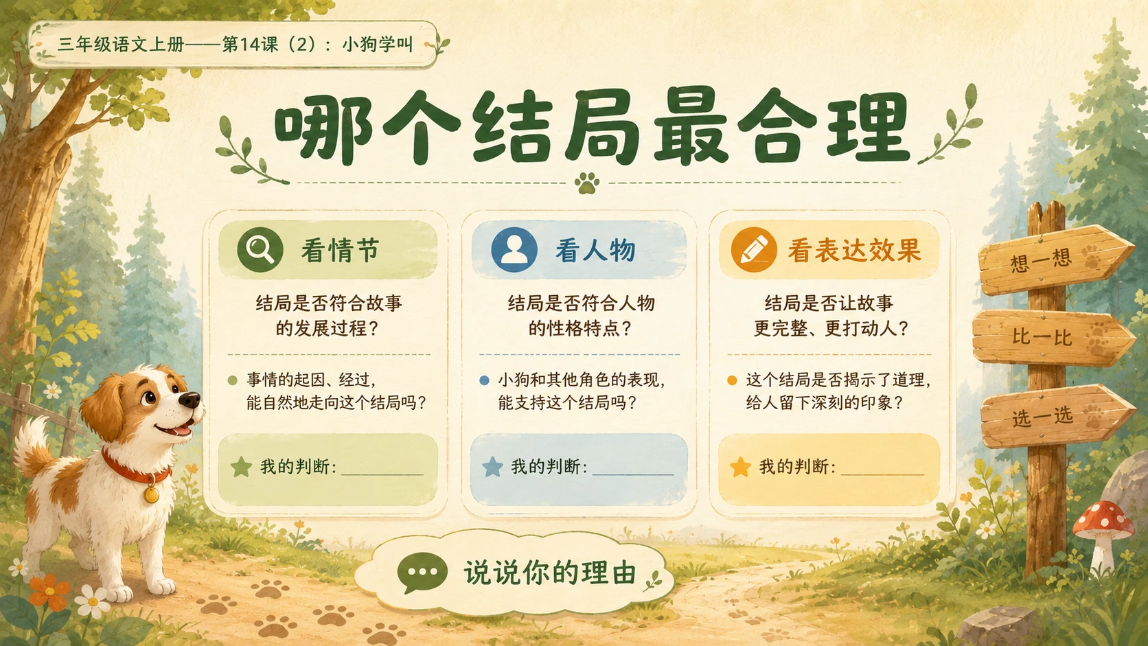 小学六年制统编教材系列课件——三年级语文上册第14课（2）：小狗学叫 - 预览图8