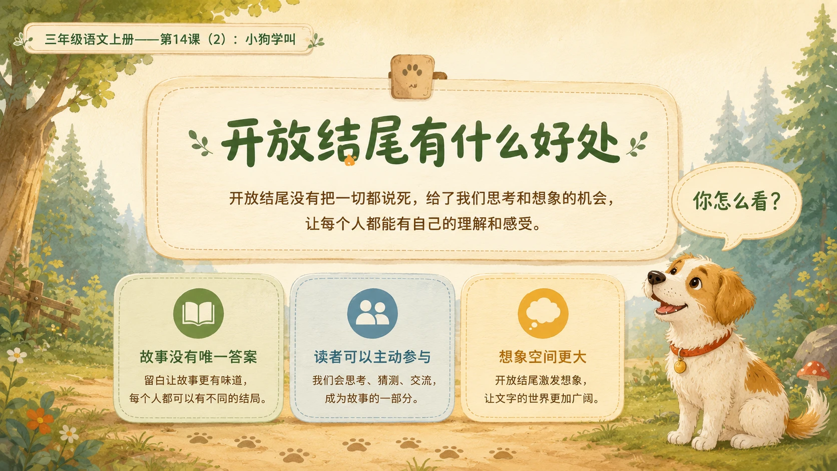 小学六年制统编教材系列课件——三年级语文上册第14课（2）：小狗学叫 - 预览图9
