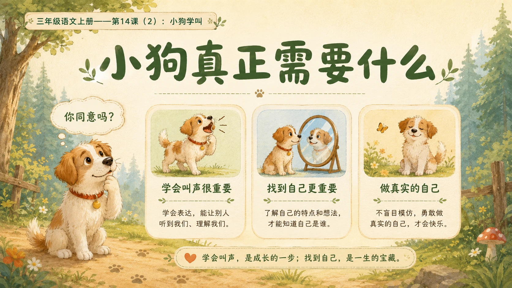 小学六年制统编教材系列课件——三年级语文上册第14课（2）：小狗学叫 - 预览图10