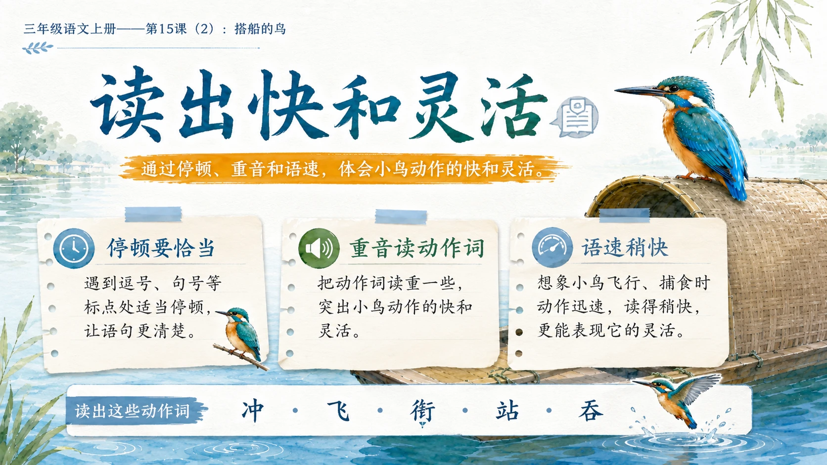 小学六年制统编教材系列课件——三年级语文上册第15课（2）：搭船的鸟 - 预览图7