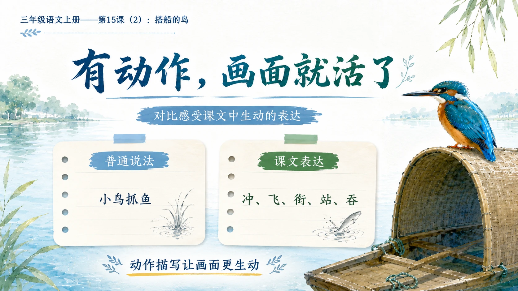 小学六年制统编教材系列课件——三年级语文上册第15课（2）：搭船的鸟 - 预览图8