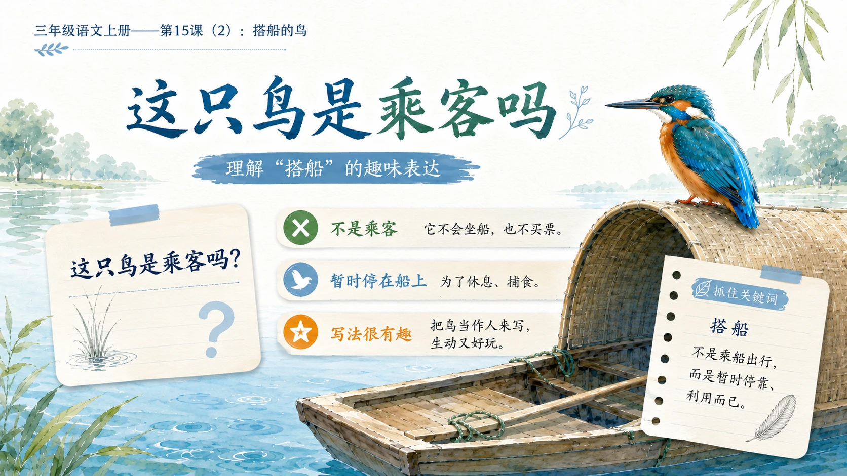 小学六年制统编教材系列课件——三年级语文上册第15课（2）：搭船的鸟 - 预览图9