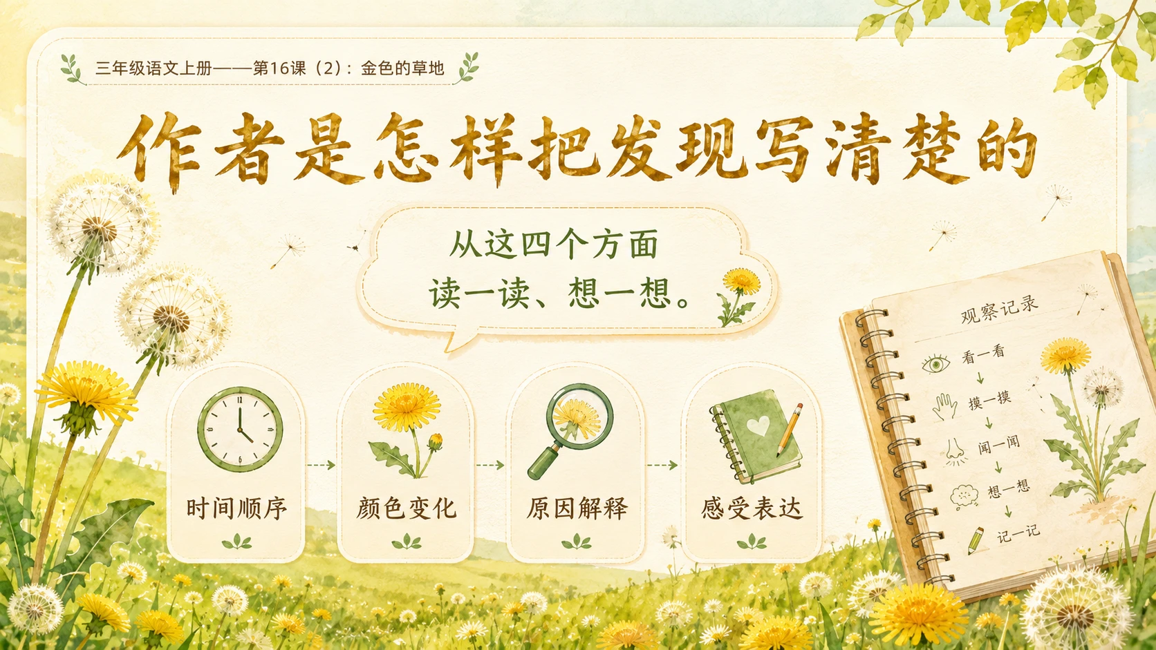 小学六年制统编教材系列课件——三年级语文上册第16课（2）：金色的草地 - 预览图4