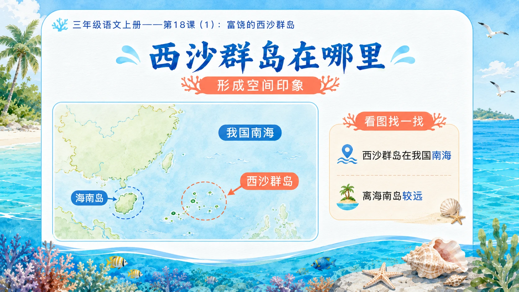 小学六年制统编教材系列课件——三年级语文上册第18课（1）：富饶的西沙群岛 - 预览图3