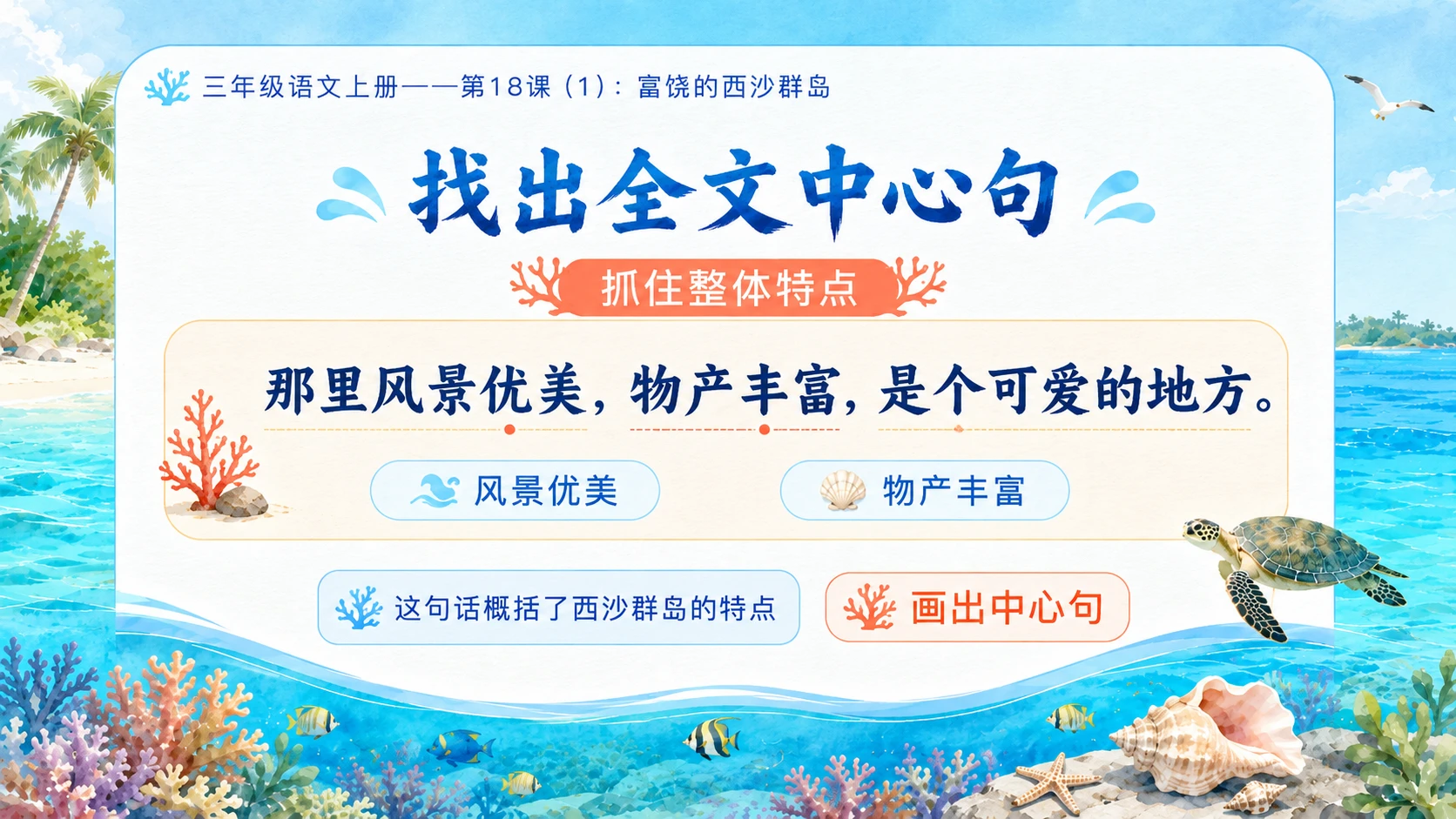 小学六年制统编教材系列课件——三年级语文上册第18课（1）：富饶的西沙群岛 - 预览图6